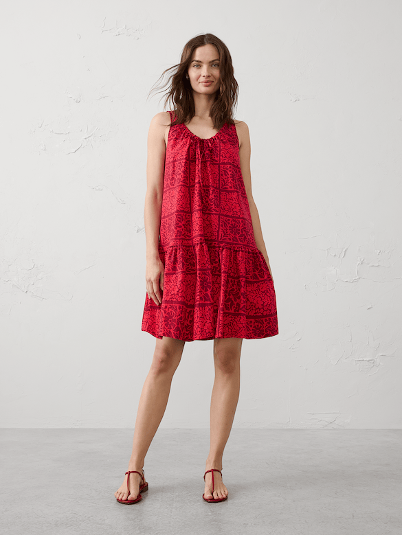 Poplin Tiered Above-Knee Dress