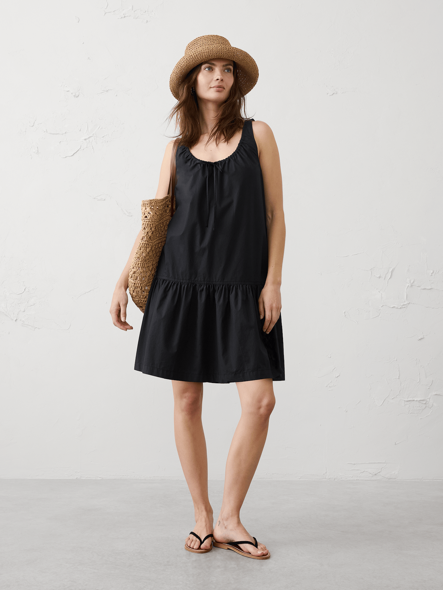 Image number 1 showing, Poplin Tiered Above-Knee Dress