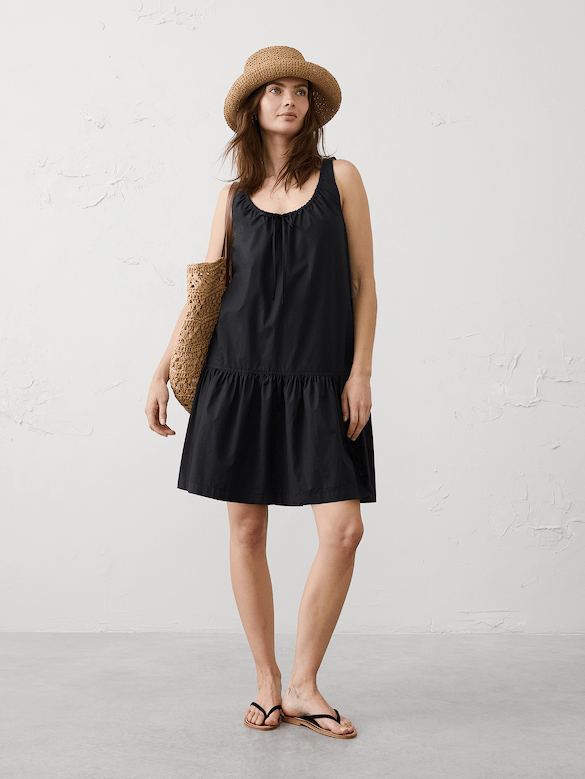 Poplin Tiered Above-Knee Dress
