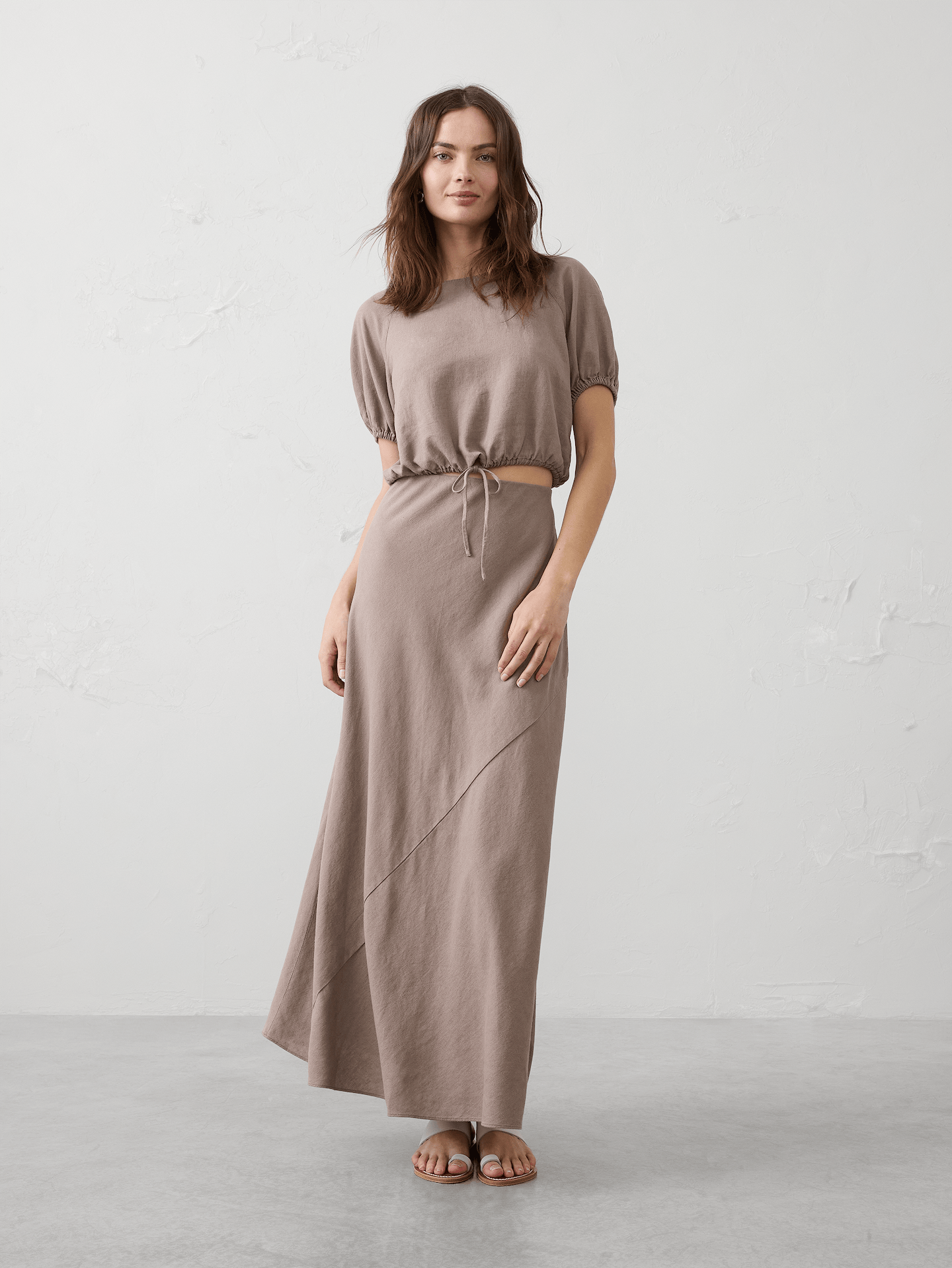 Image number 1 showing, Linen-Blend Bias Pull-On Maxi Skirt