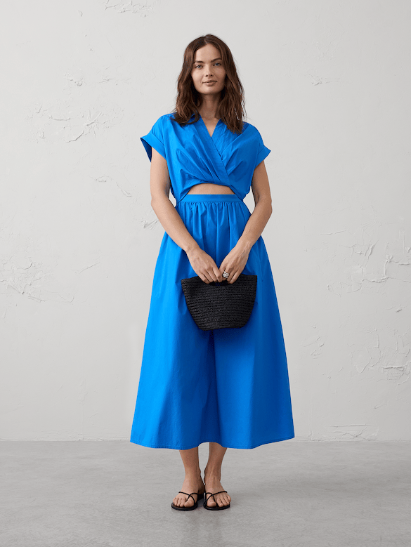 Cutout Poplin Midi Dress