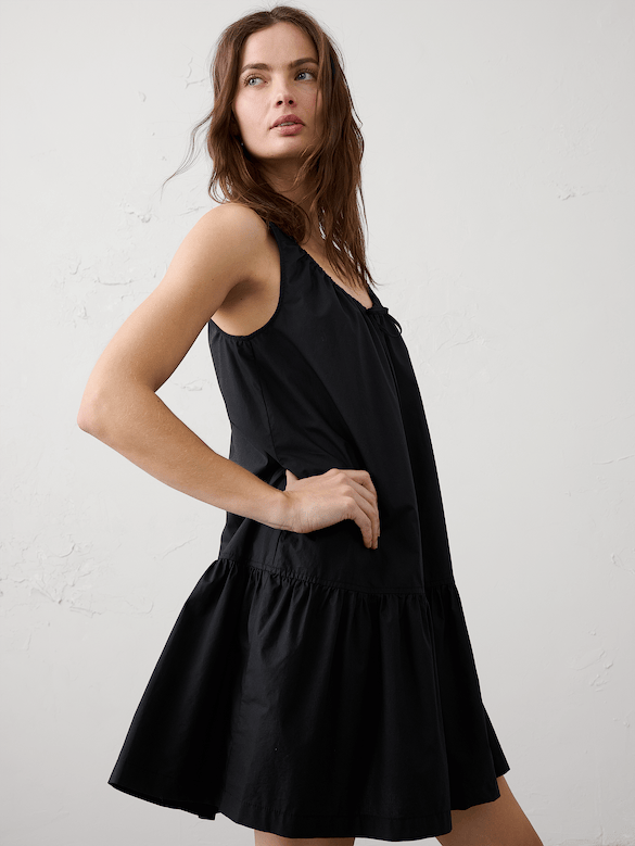 Poplin Tiered Above-Knee Dress