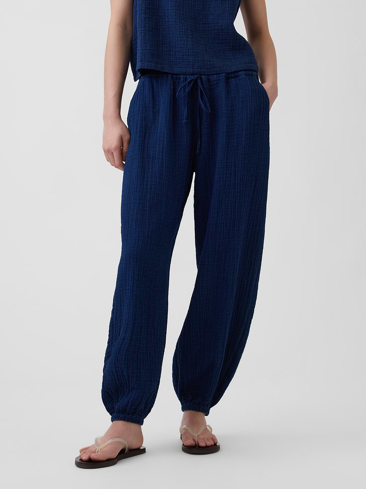 Image number 2 showing, Cotton Gauze Denim Easy Barrel Joggers