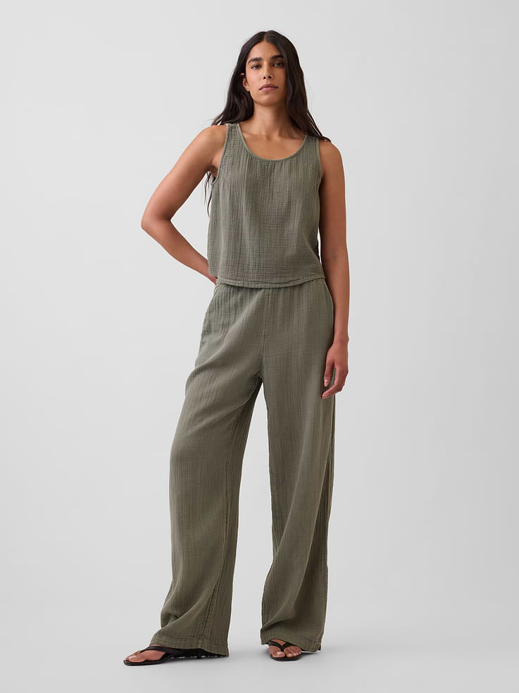 Image number 2 showing, Cotton Gauze Racer Shell Tank Top