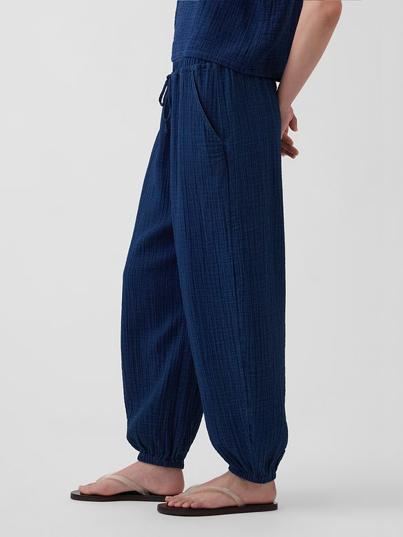 Cotton Gauze Denim Easy Barrel Joggers