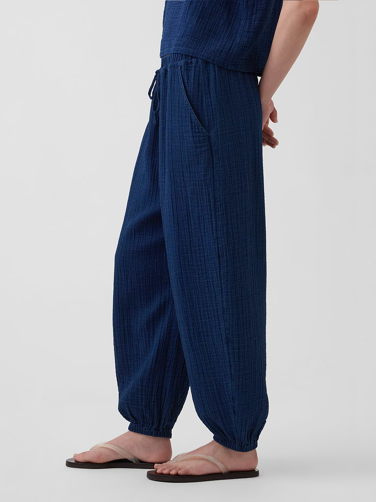 Image number 3 showing, Cotton Gauze Denim Easy Barrel Joggers