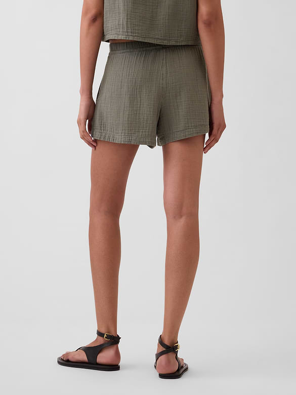 4" Mid Rise Cotton Gauze Easy Shorts