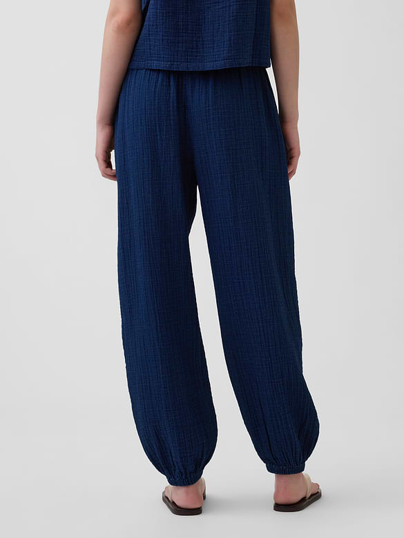 Cotton Gauze Denim Easy Barrel Joggers
