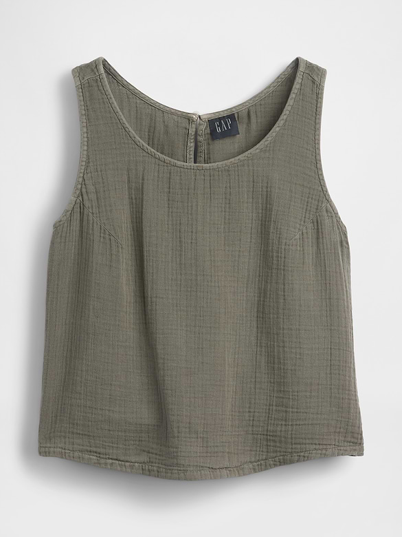Cotton Gauze Racer Shell Tank Top