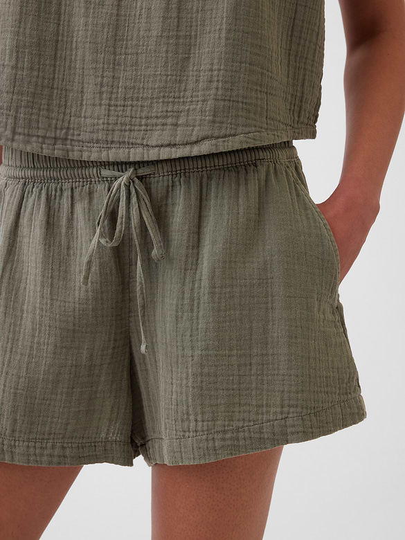 4" Mid Rise Cotton Gauze Easy Shorts