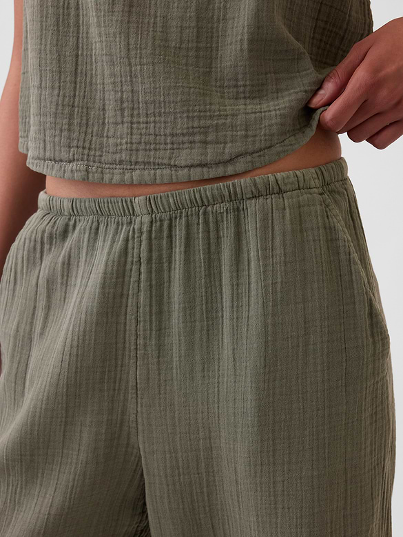 Cotton Gauze Easy Split-Hem Pants