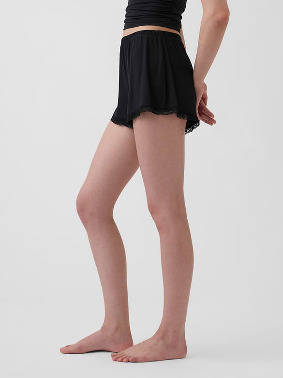 SoftMade Modal Lace-Trim PJ Shorts