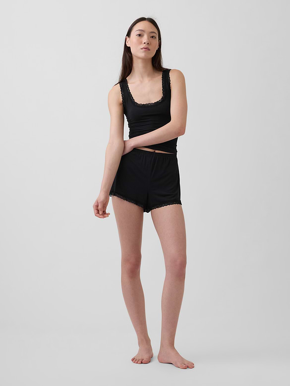 SoftMade Modal Lace-Trim PJ Shorts