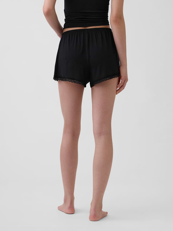 Image number 4 showing, SoftMade Modal Lace-Trim PJ Shorts
