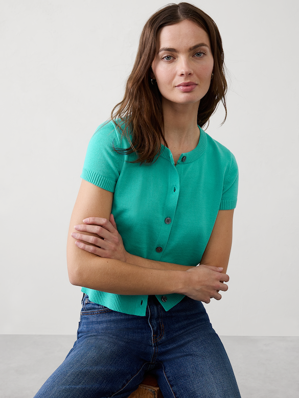 Cotton Cropped Cardigan