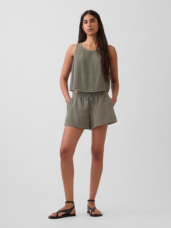 4" Mid Rise Cotton Gauze Easy Shorts