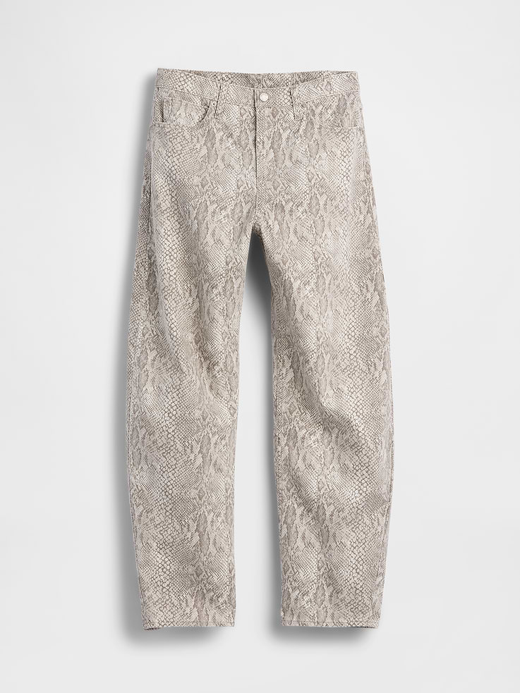 Image number 5 showing, High Rise Snake Print Barrel Jeans