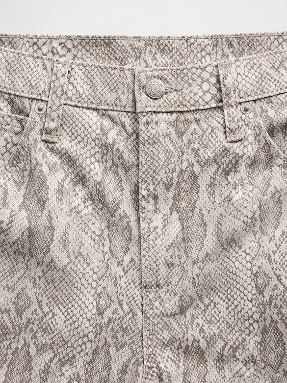 High Rise Snake Print Barrel Jeans