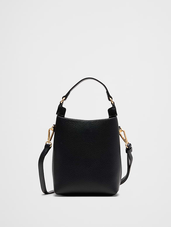 Vegan Leather Micro Mini Bucket Crossbody Bag
