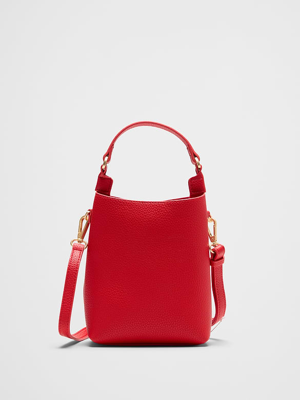 Vegan Leather Micro Mini Bucket Crossbody Bag