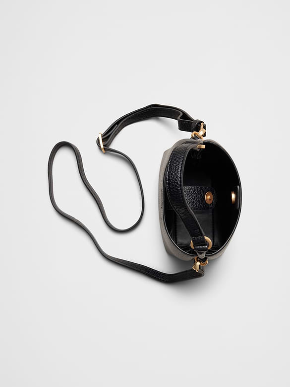 Vegan Leather Micro Mini Bucket Crossbody Bag