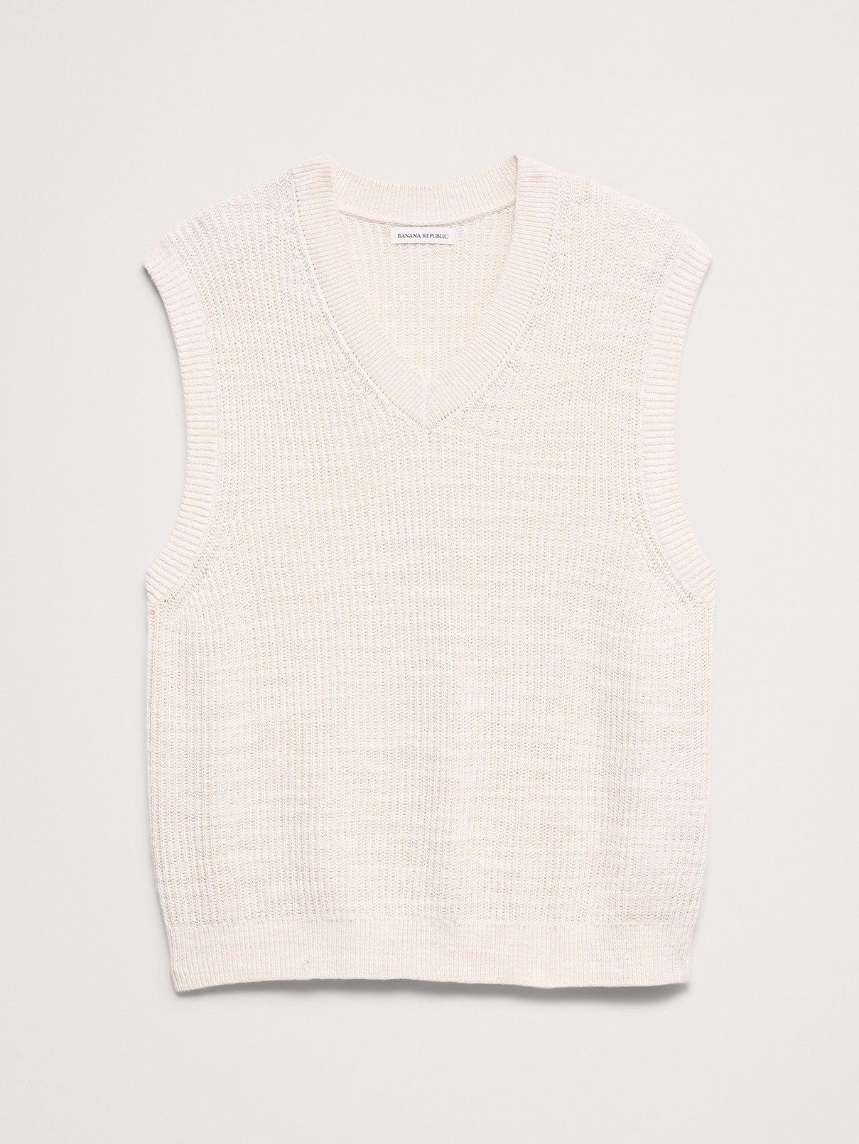 Cotton-Linen Slub V-Neck Sweater Vest | Banana Republic