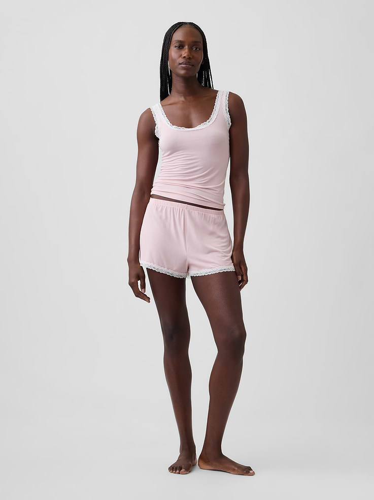 Image number 2 showing, SoftMade Modal Lace-Trim PJ Tank Top