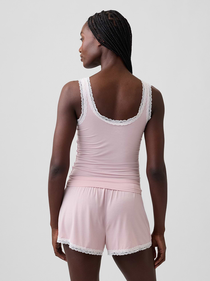 Image number 3 showing, SoftMade Modal Lace-Trim PJ Tank Top