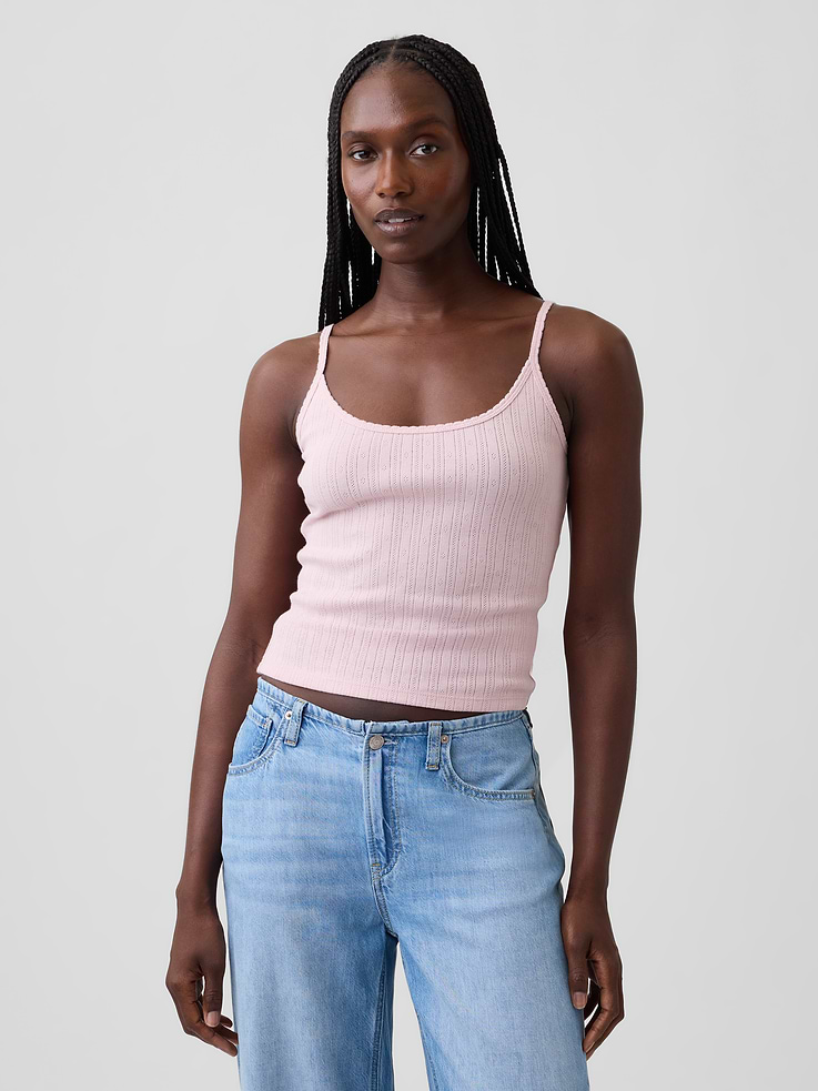 Image number 1 showing, Pointelle Crop Cami