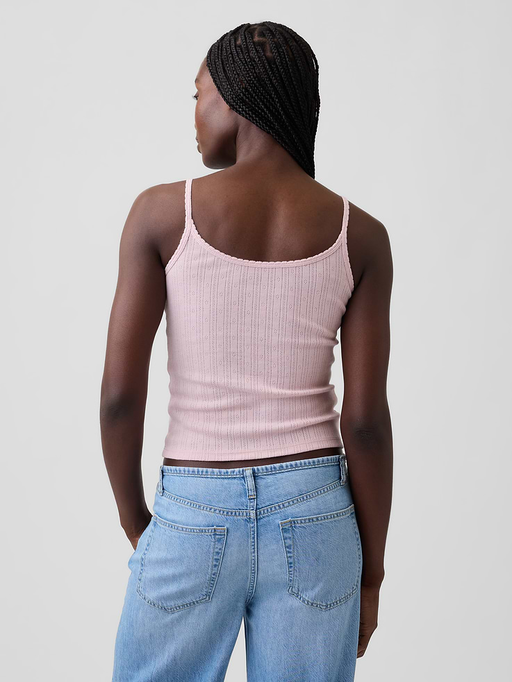 Image number 3 showing, Pointelle Crop Cami