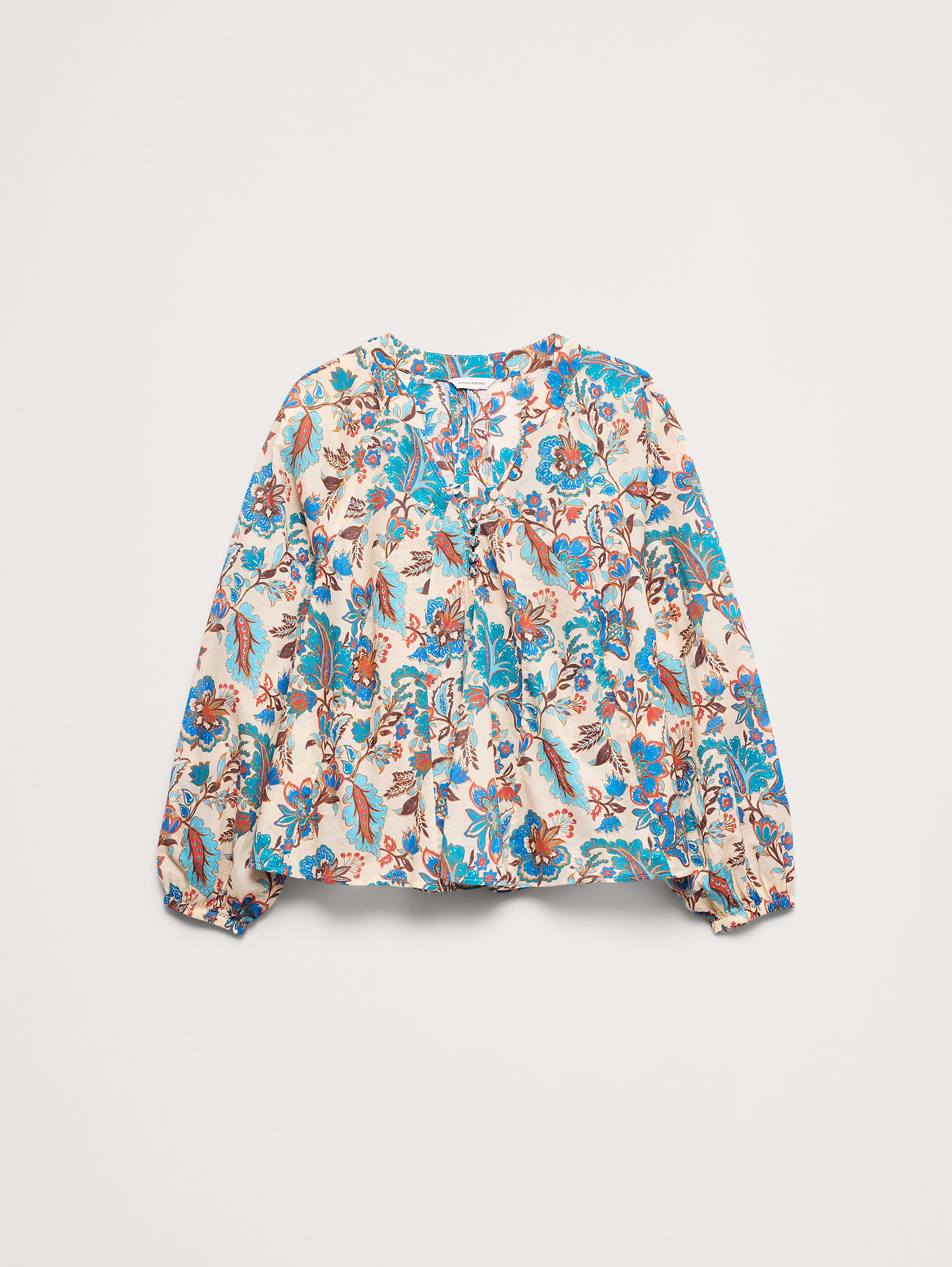 Image number 4 showing, Lightweight Cotton Split-Neck Top