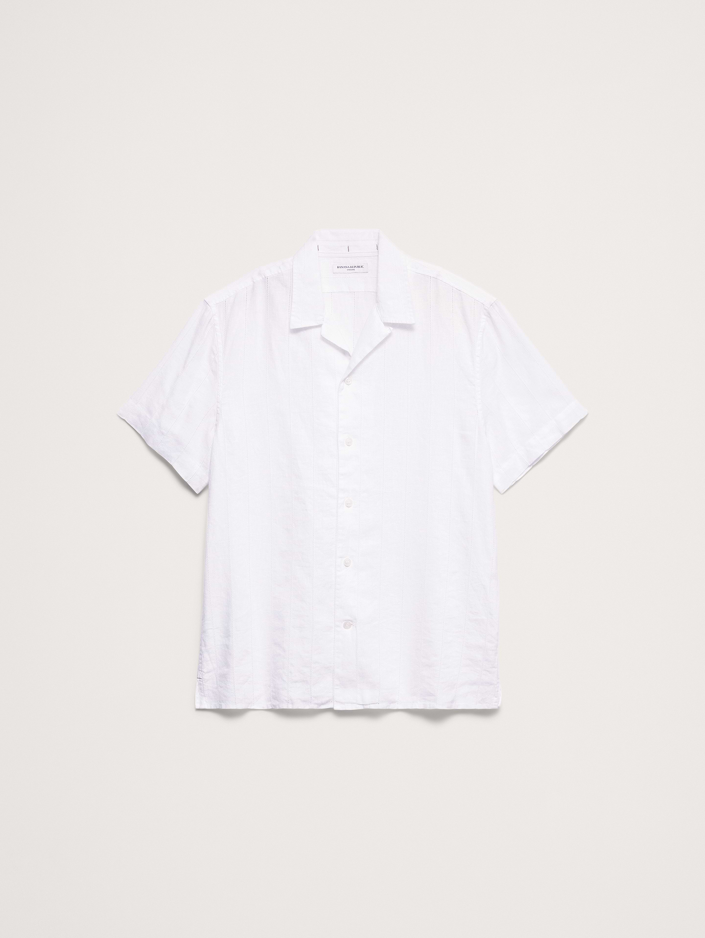 Image number 4 showing, Standard-Fit Linen-Cotton Eyelet Stripe Resort Shirt