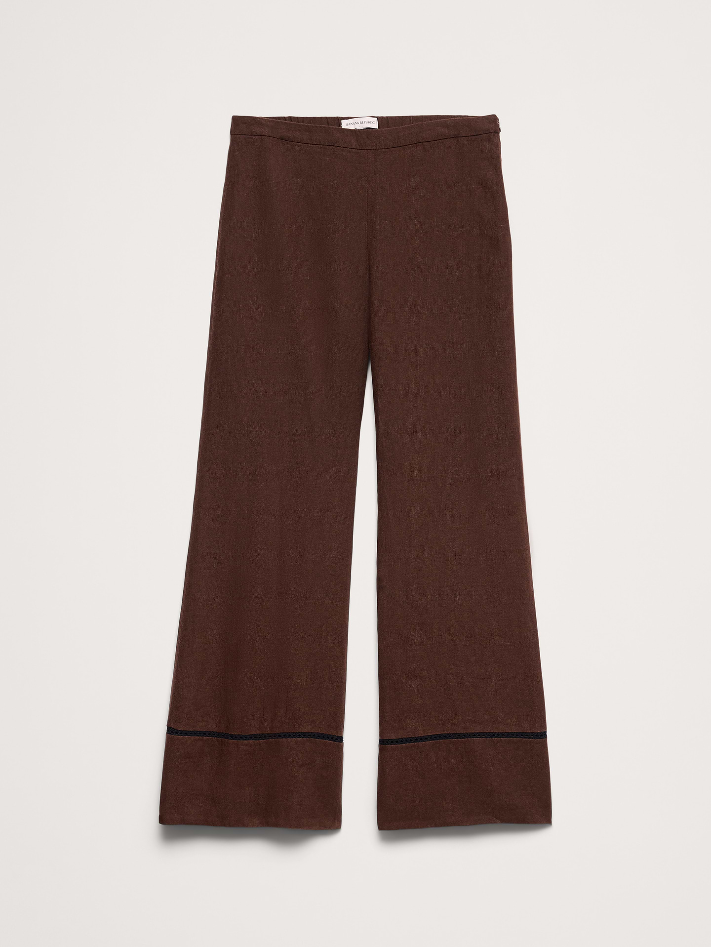 L'image numéro 5 présente Pantalon évasé longueur cheville à taille mi-basse en lin