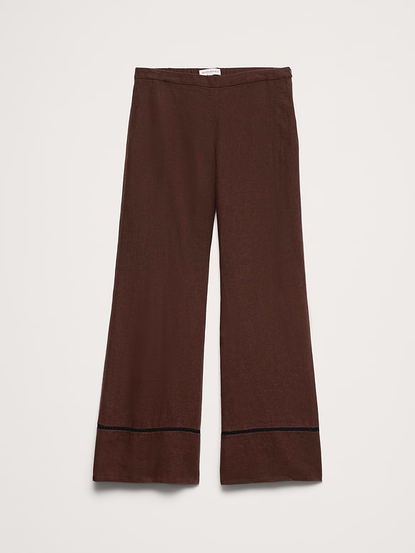Mid-Rise Kick-Flare Linen Ankle Pant