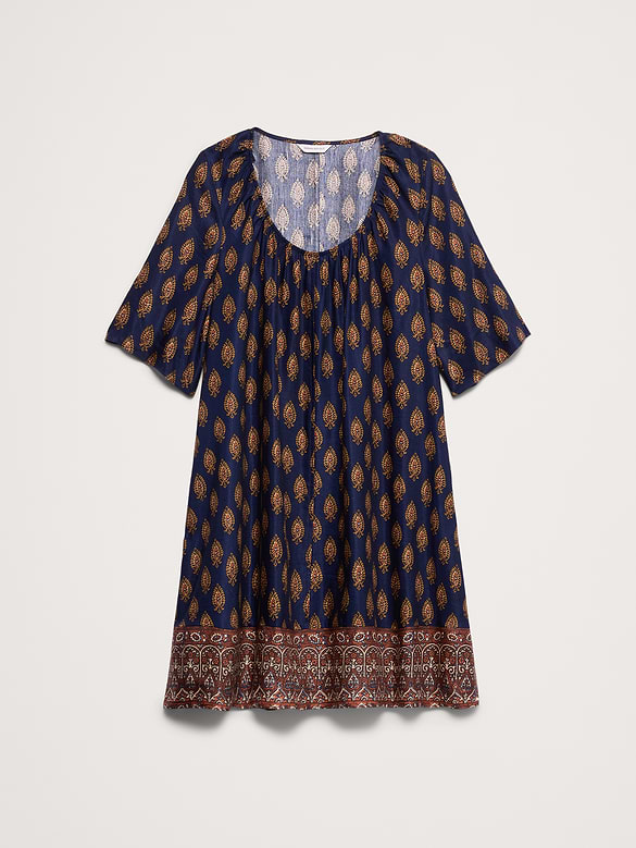 Viscose-Linen Scoop-Neck Mini Dress
