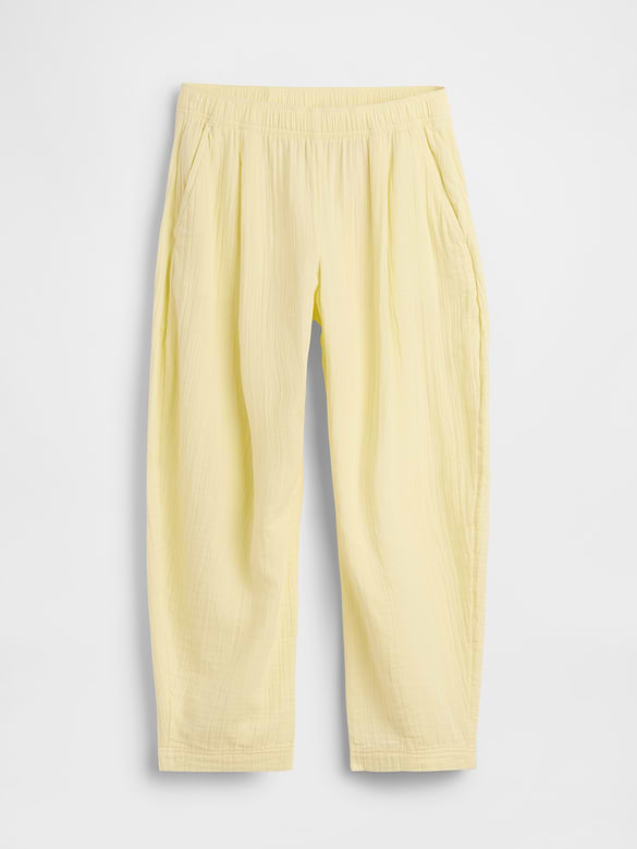 Cotton Gauze Easy Barrel Pants