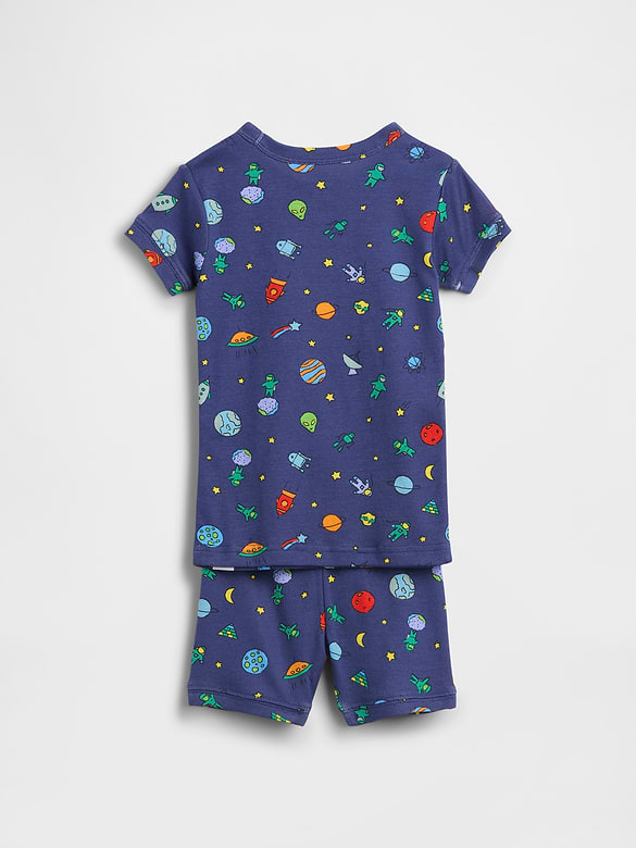 Baby & Toddler Organic Brushed Cotton Space Aliens PJ Short Set