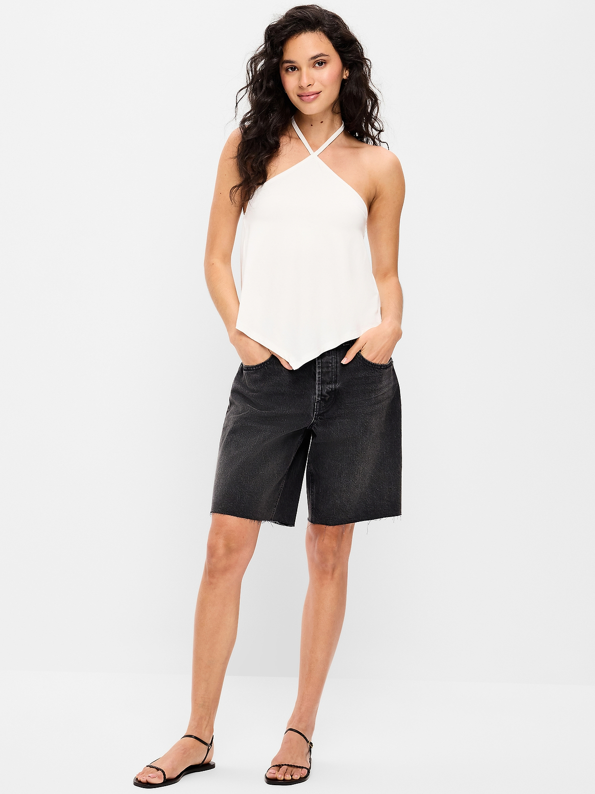 Mid-Rise Baggy Jean Shorts -- 9-inch inseam | Old Navy