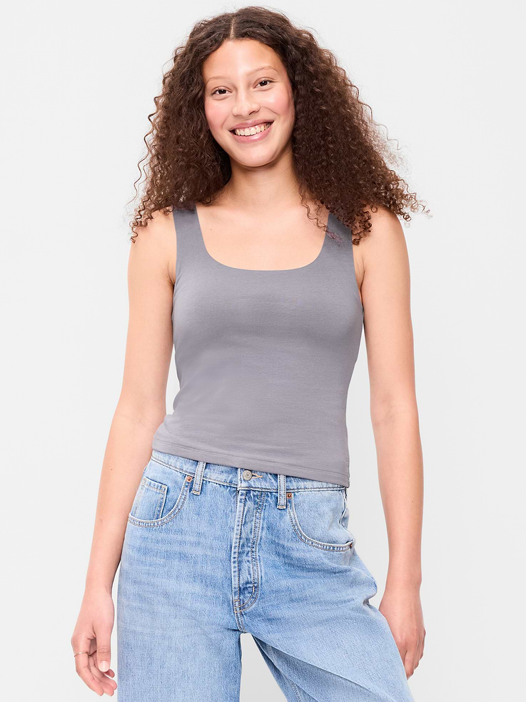 Image number 1 showing, Hug Double-Layer Scoop-Neck Tank Top