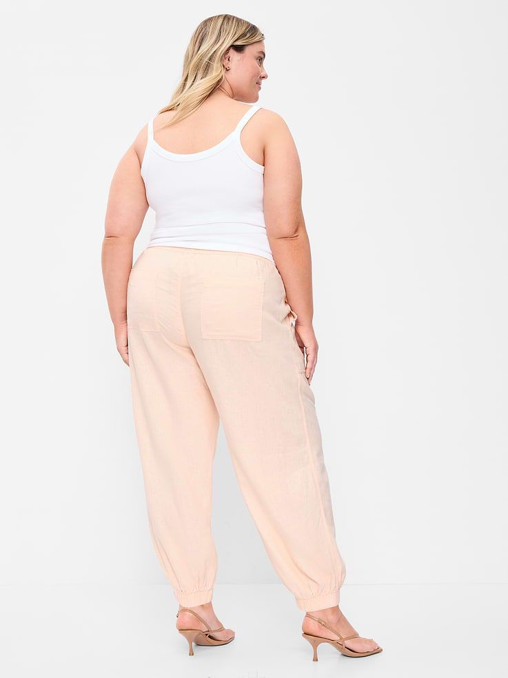 Image number 6 showing, Mid-Rise Linen-Blend Cinched-Ankle Pants