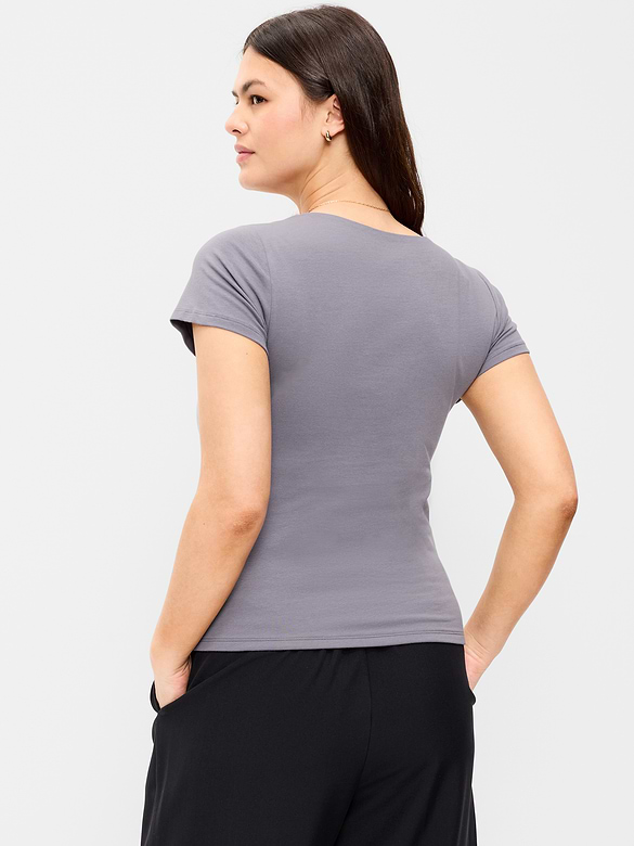 Hug Double-Layer Scoop-Neck Top