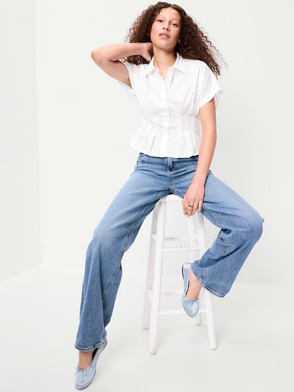 Slim-Waisted Button-Down Shirt