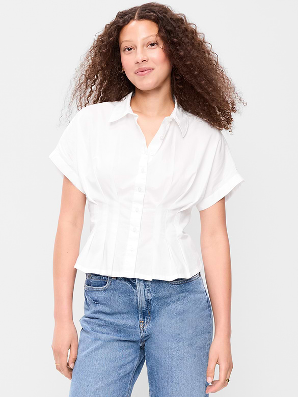 Slim-Waisted Button-Down Shirt
