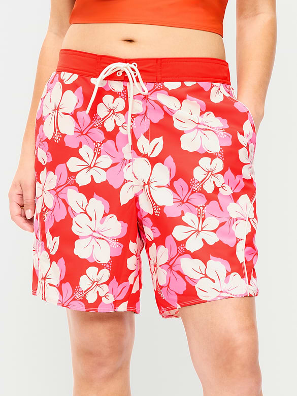 Mid-Rise Loose Swim Board Shorts