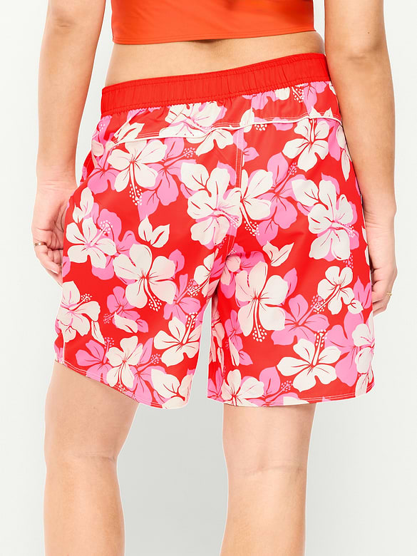 Mid-Rise Loose Swim Board Shorts