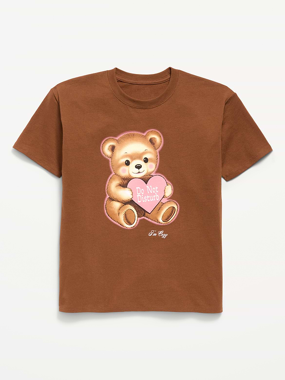 Oversized Short-Sleeve Graphic Tunic T-Shirt for Girls