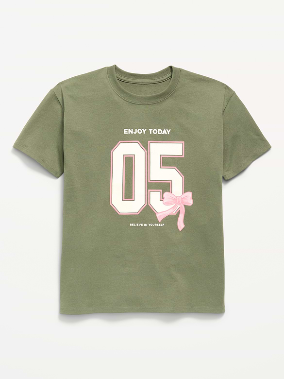 Oversized Short-Sleeve Graphic Tunic T-Shirt for Girls