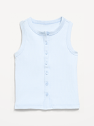 Image number 1 showing, Fitted Sleeveless Ribbed Button-Front Top for Girls