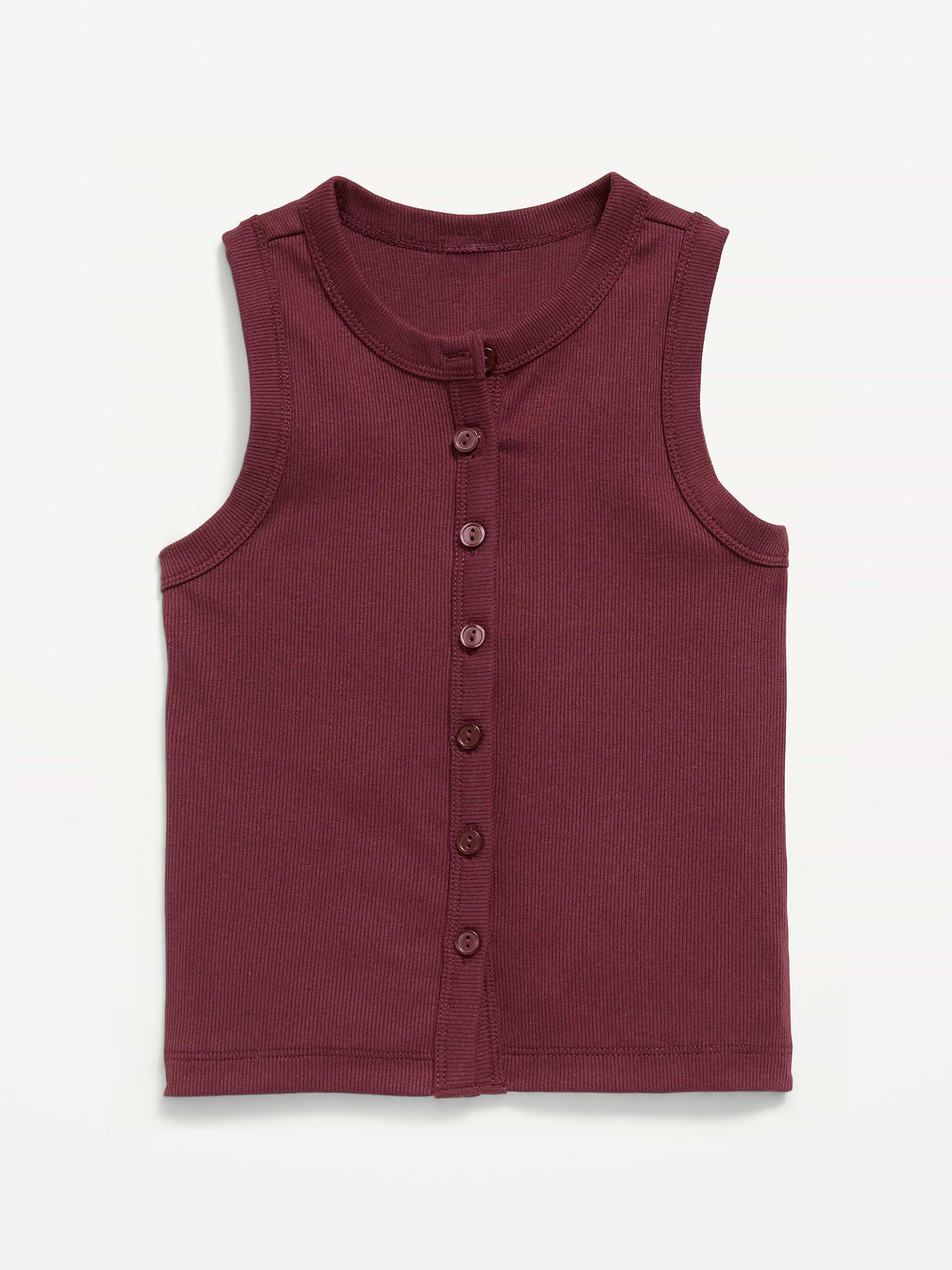 Image number 1 showing, Fitted Sleeveless Ribbed Button-Front Top for Girls