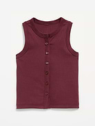 Image number 1 showing, Fitted Sleeveless Ribbed Button-Front Top for Girls